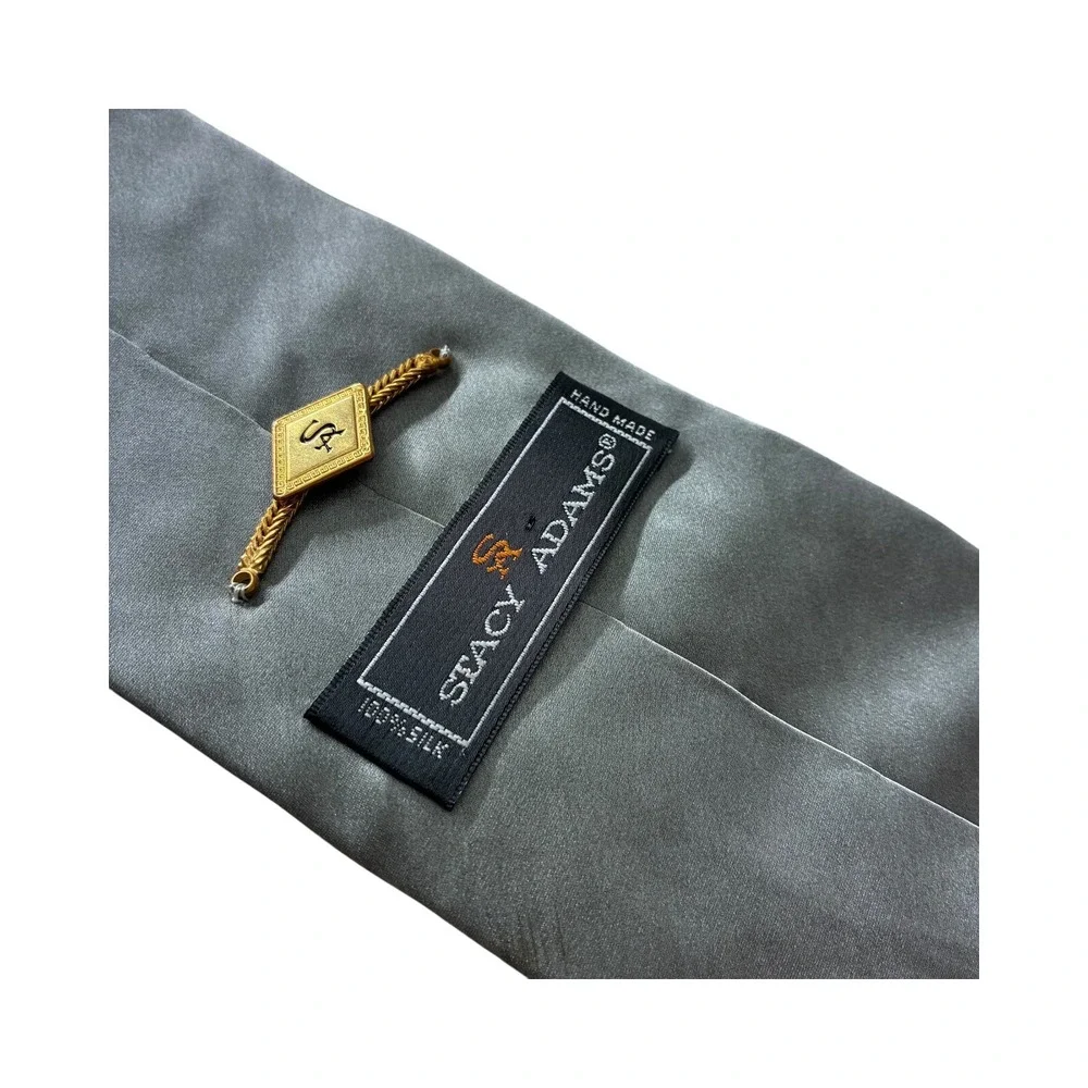 Stacy Adams Mens Necktie Gold Patterned Silk Tie Formal‎ Professional